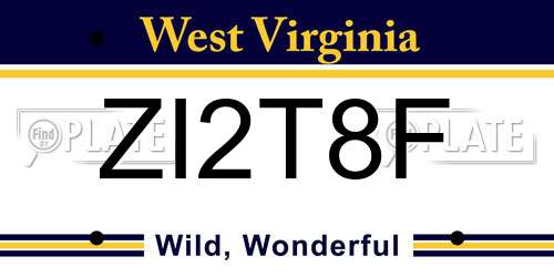 ZI2T8F West Virginia License Plate