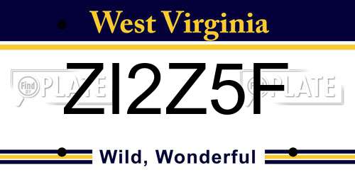 ZI2Z5F West Virginia License Plate