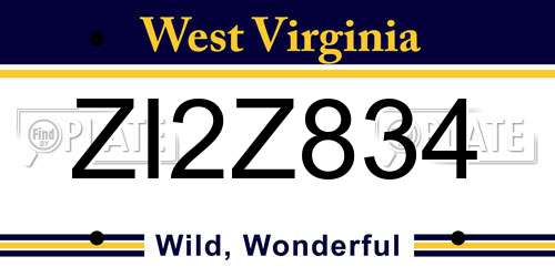 ZI2Z834 West Virginia License Plate