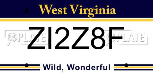 ZI2Z8F West Virginia License Plate