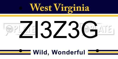 ZI3Z3G West Virginia License Plate