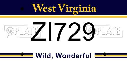 ZI729 West Virginia License Plate