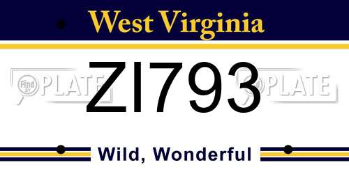ZI793 West Virginia License Plate