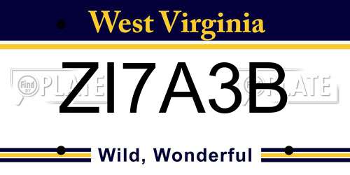 ZI7A3B West Virginia License Plate