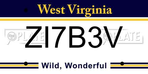 ZI7B3V West Virginia License Plate