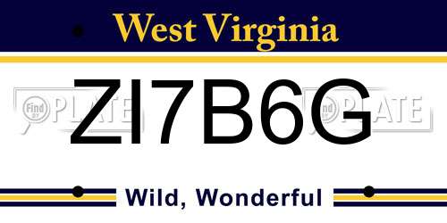 ZI7B6G West Virginia License Plate