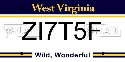 ZI7T5F West Virginia License Plate