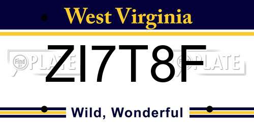 ZI7T8F West Virginia License Plate