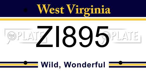 ZI895 West Virginia License Plate