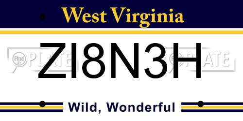 ZI8N3H West Virginia License Plate