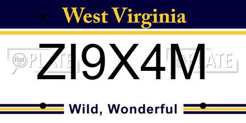 ZI9X4M West Virginia License Plate