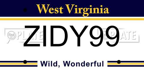 ZIDY99 West Virginia License Plate