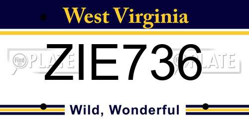ZIE736 West Virginia License Plate