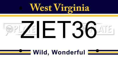 ZIET36 West Virginia License Plate