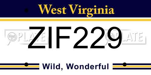 ZIF229 West Virginia License Plate