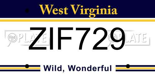 ZIF729 West Virginia License Plate