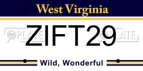 ZIFT29 West Virginia License Plate