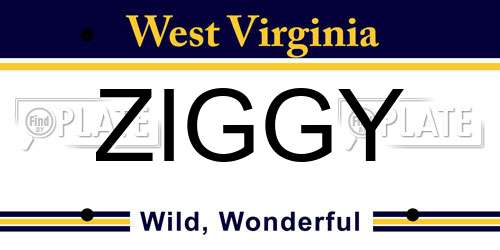 ZIGGY West Virginia License Plate