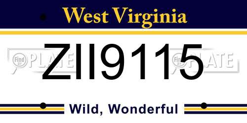 ZII9115 West Virginia License Plate