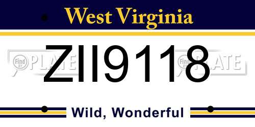 ZII9118 West Virginia License Plate