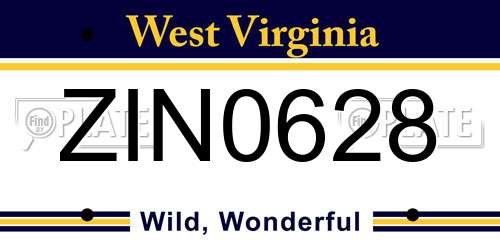 ZIN0628 West Virginia License Plate