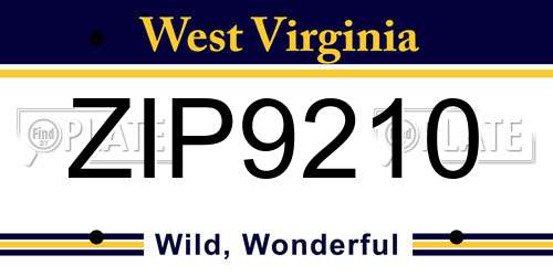 ZIP9210 West Virginia License Plate