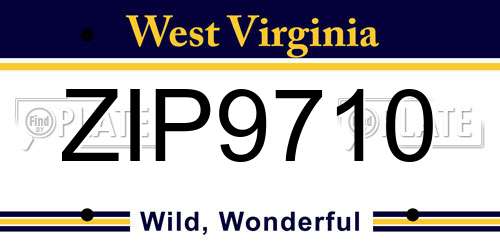 ZIP9710 West Virginia License Plate
