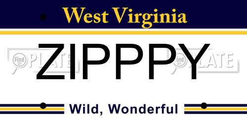 ZIPPPY West Virginia License Plate