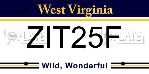 ZIT25F West Virginia License Plate