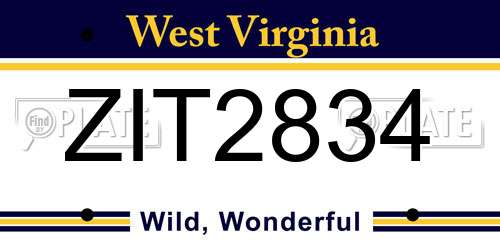 ZIT2834 West Virginia License Plate