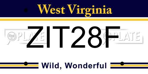 ZIT28F West Virginia License Plate