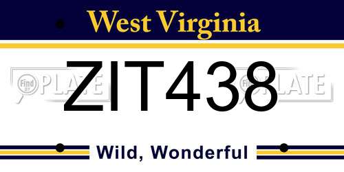 ZIT438 West Virginia License Plate