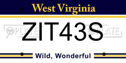 ZIT43S West Virginia License Plate