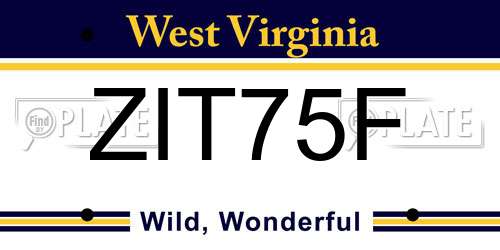 ZIT75F West Virginia License Plate