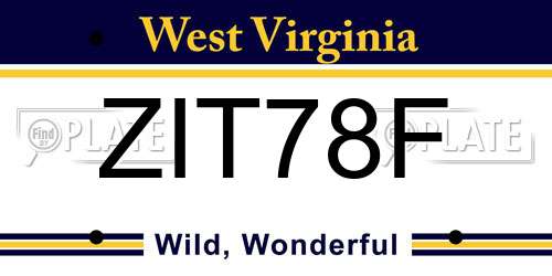 ZIT78F West Virginia License Plate