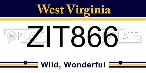 ZIT866 West Virginia License Plate