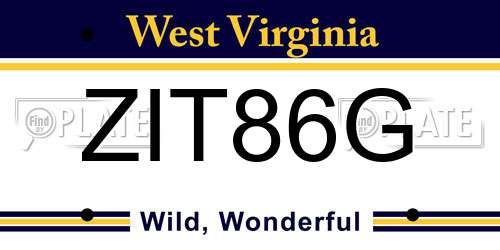 ZIT86G West Virginia License Plate