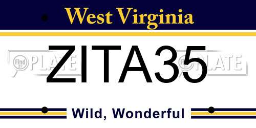 ZITA35 West Virginia License Plate