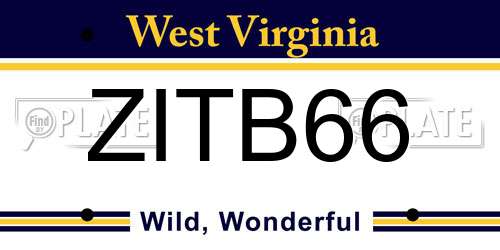 ZITB66 West Virginia License Plate