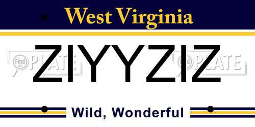 ZIYYZIZ West Virginia License Plate
