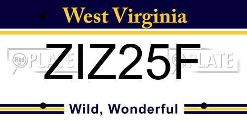 ZIZ25F West Virginia License Plate