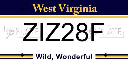 ZIZ28F West Virginia License Plate