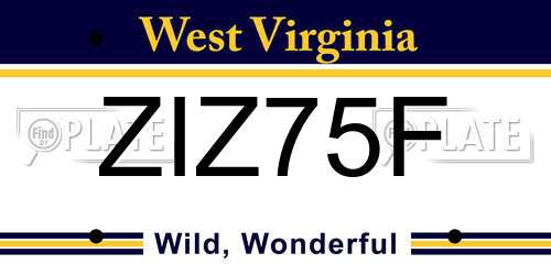 ZIZ75F West Virginia License Plate