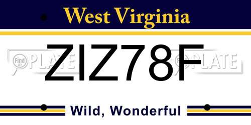 ZIZ78F West Virginia License Plate