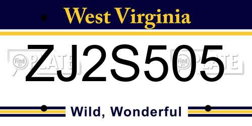 ZJ2S505 West Virginia License Plate