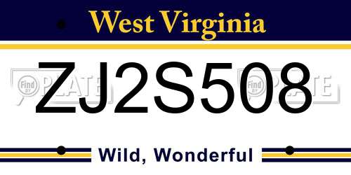 ZJ2S508 West Virginia License Plate
