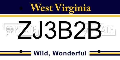 ZJ3B2B West Virginia License Plate