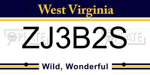 ZJ3B2S West Virginia License Plate