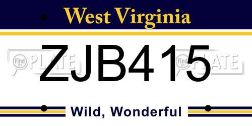 ZJB415 West Virginia License Plate