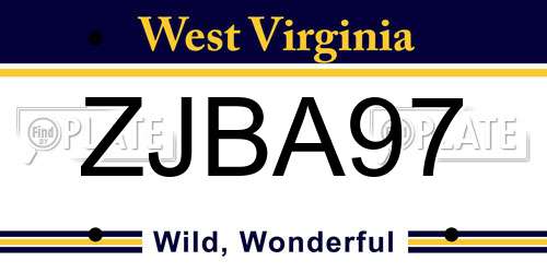 ZJBA97 West Virginia License Plate